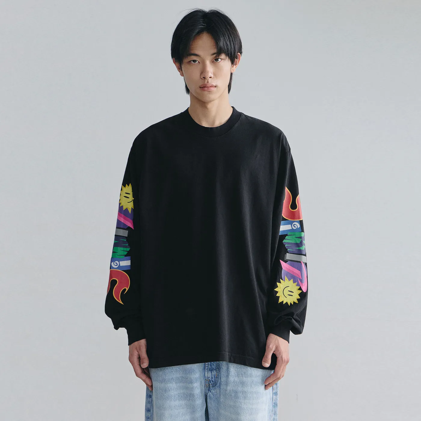 2627 GRAPHIC COMBO LSV GD 6.5OZ TEE BLACK