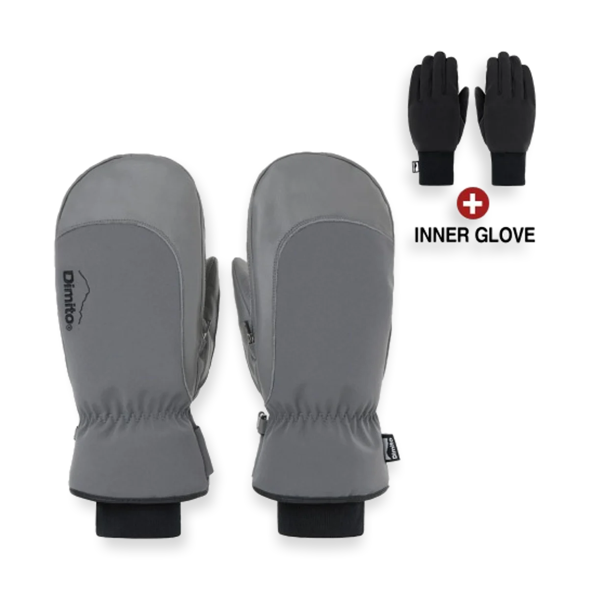 2526 DIMITO LEATHER 3-WAY OPEN MITTEN COOL GREY