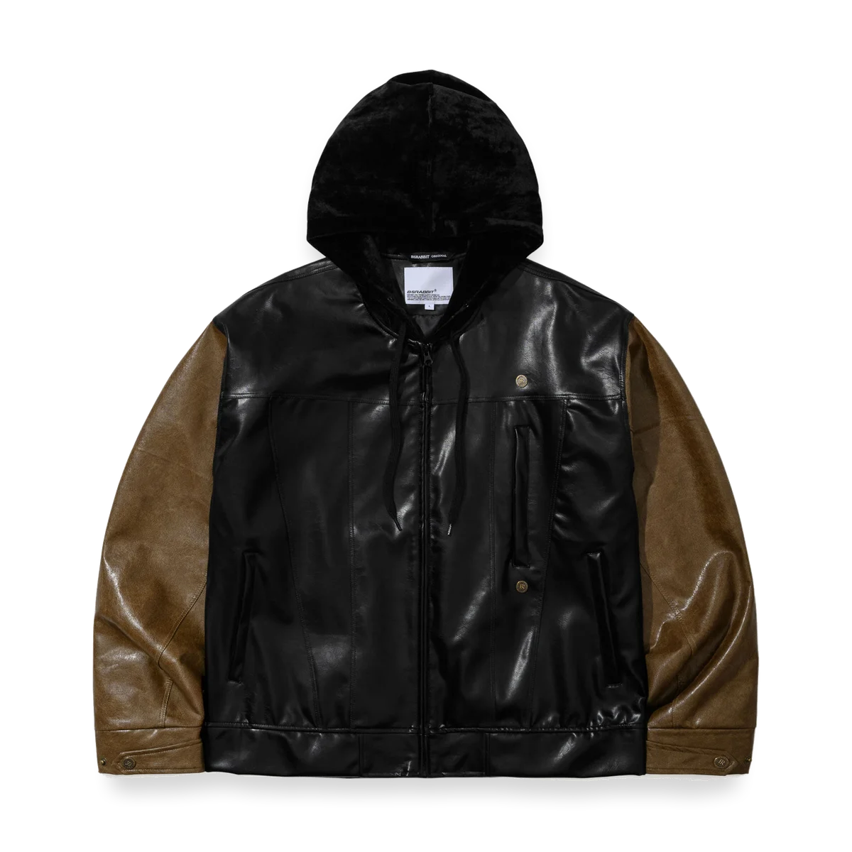2526 Aged Contrast Hoodie Jacket Black