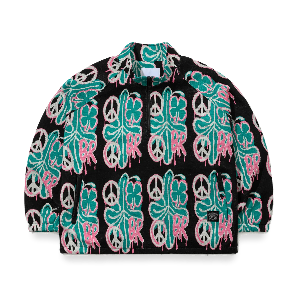 2526 Peace Br Jacquard Anorak Jacket Black