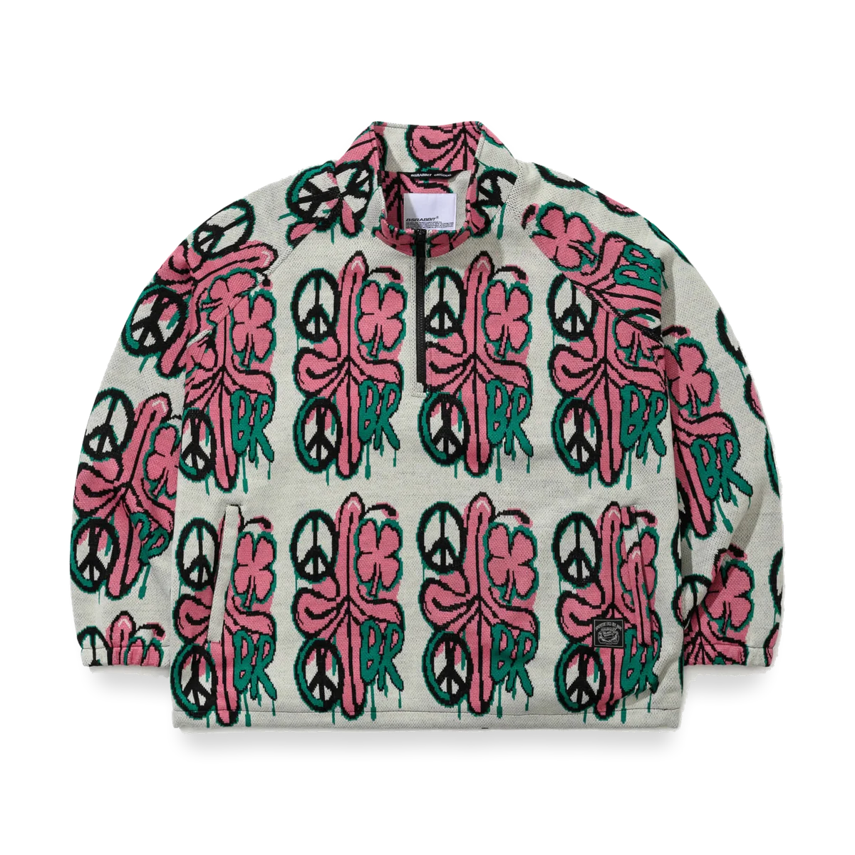 2526 Peace Br Jacquard Anorak Jacket White