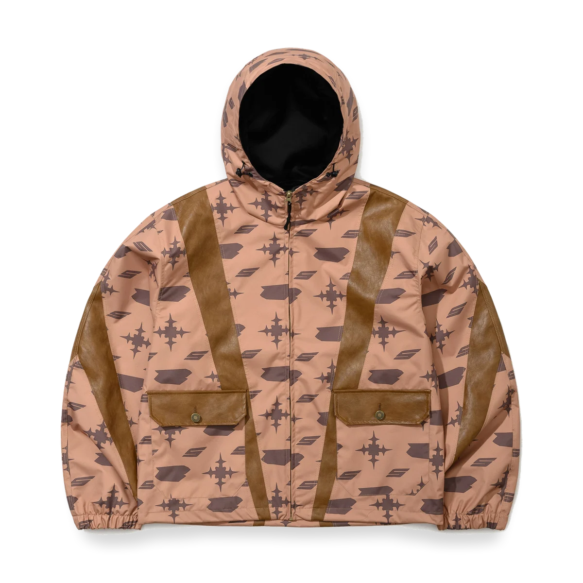 2526 Js Cut Panel Hooded Jacket Brown