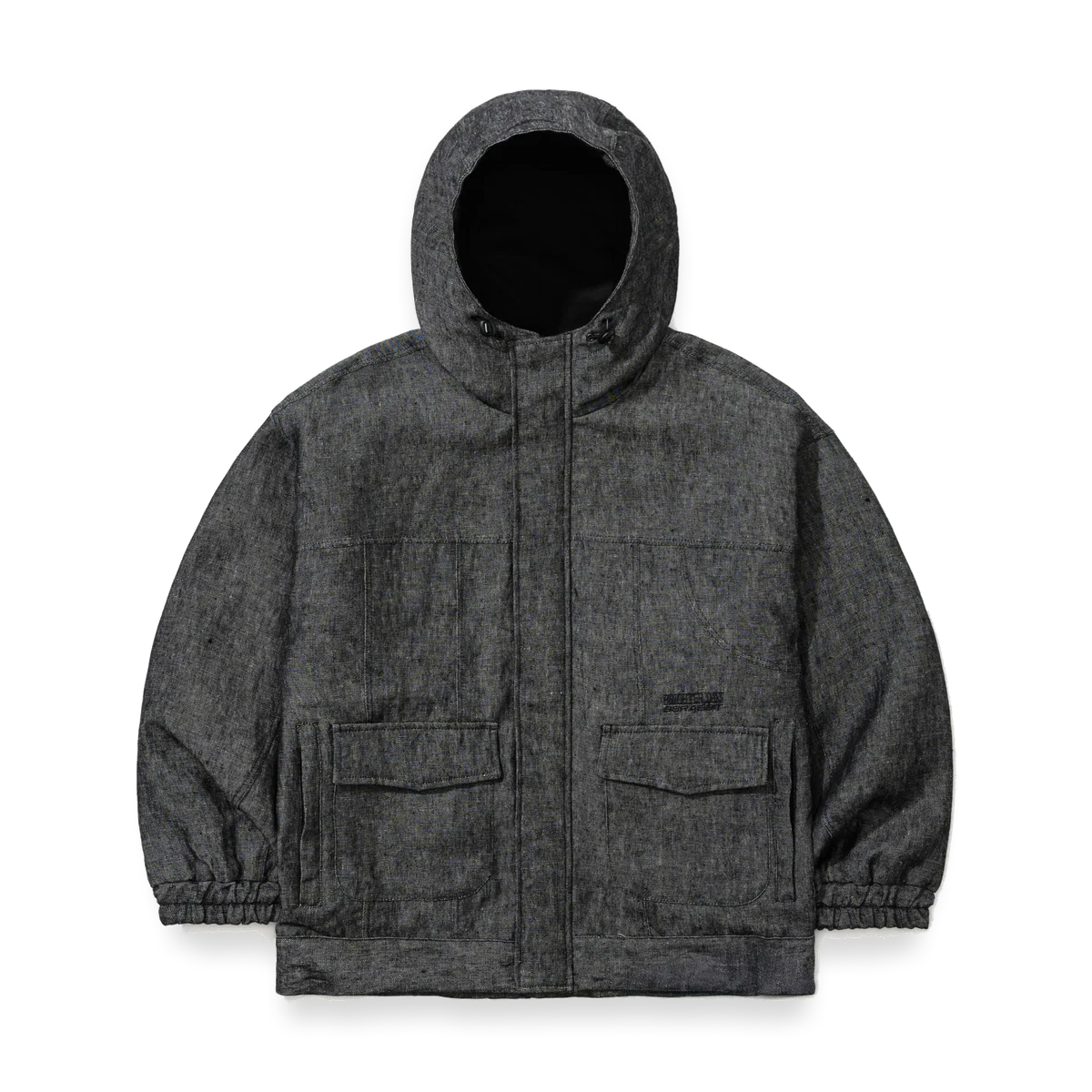 2526 Classy Linen Wide Hooded Jacket Black