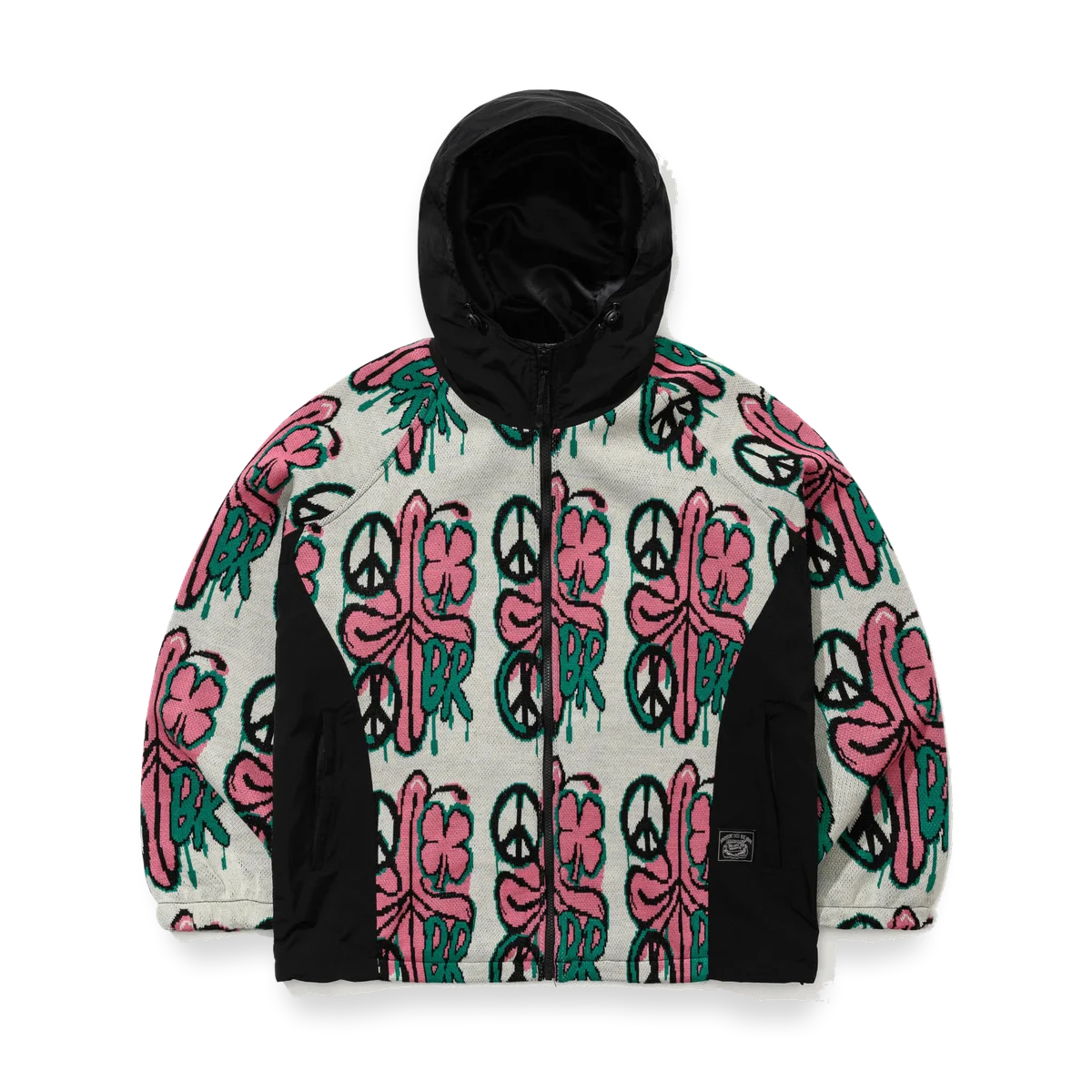 2526 Peace Br Jacquard Hooded Jacket White