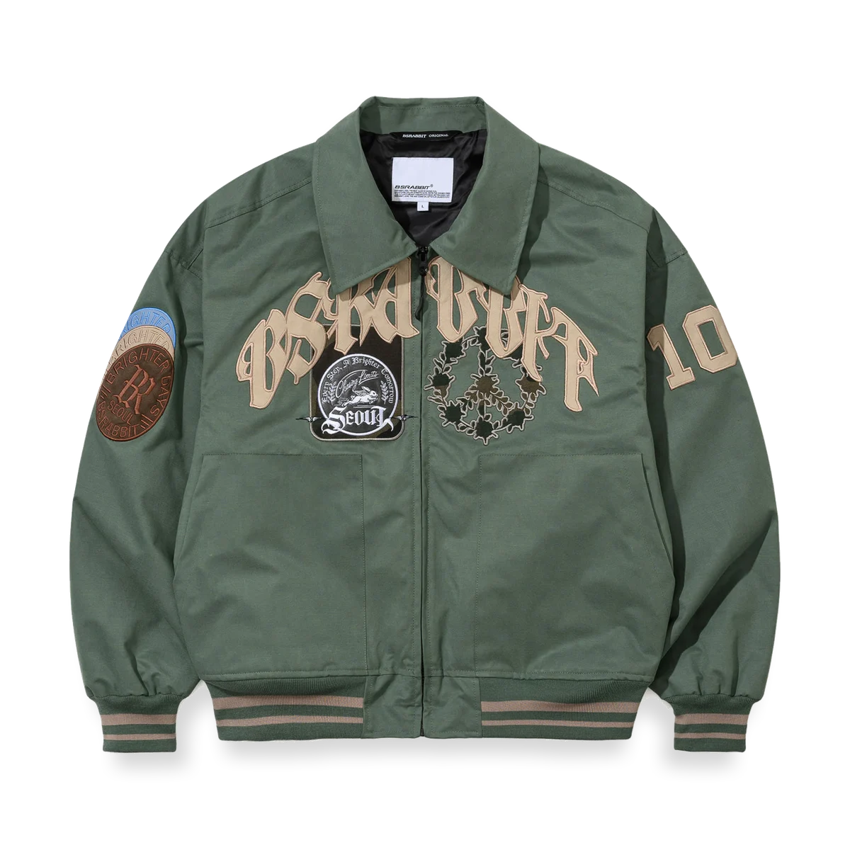 2526 Crest Patch Varsity Jacket Green