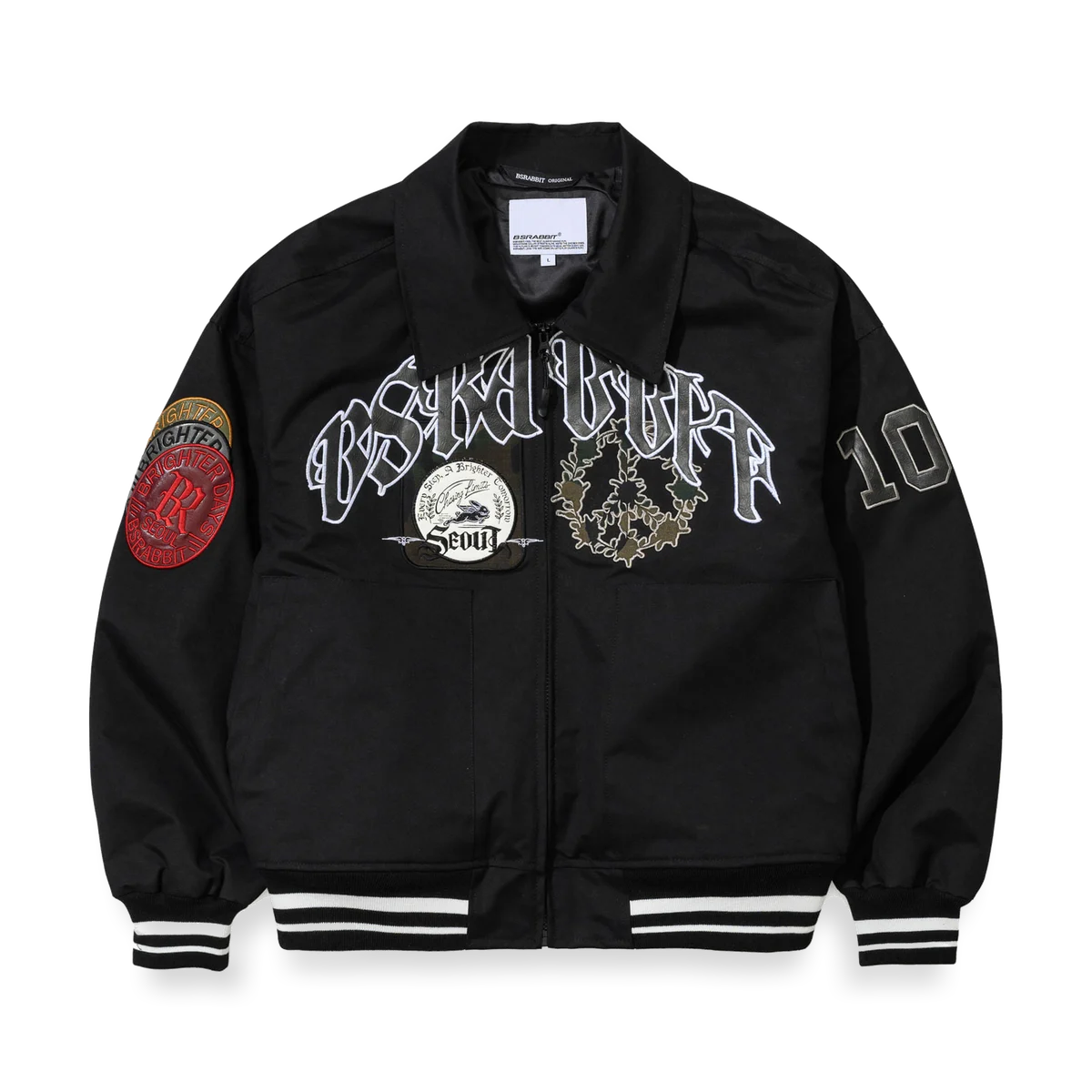 2526 Crest Patch Varsity Jacket Black