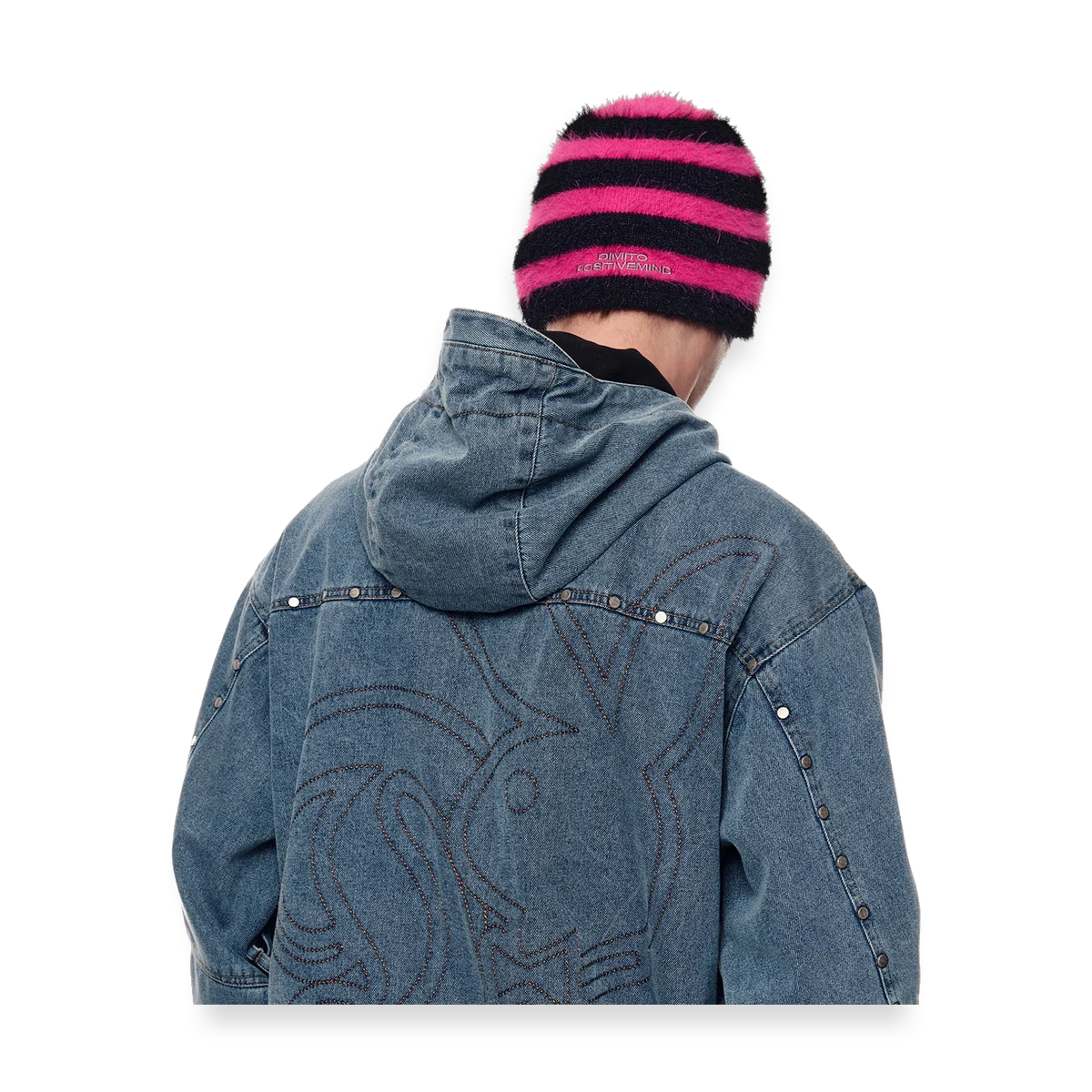 2526 PLAYBOY DIMITO MOHAIR BEANIE STRIPE PINK
