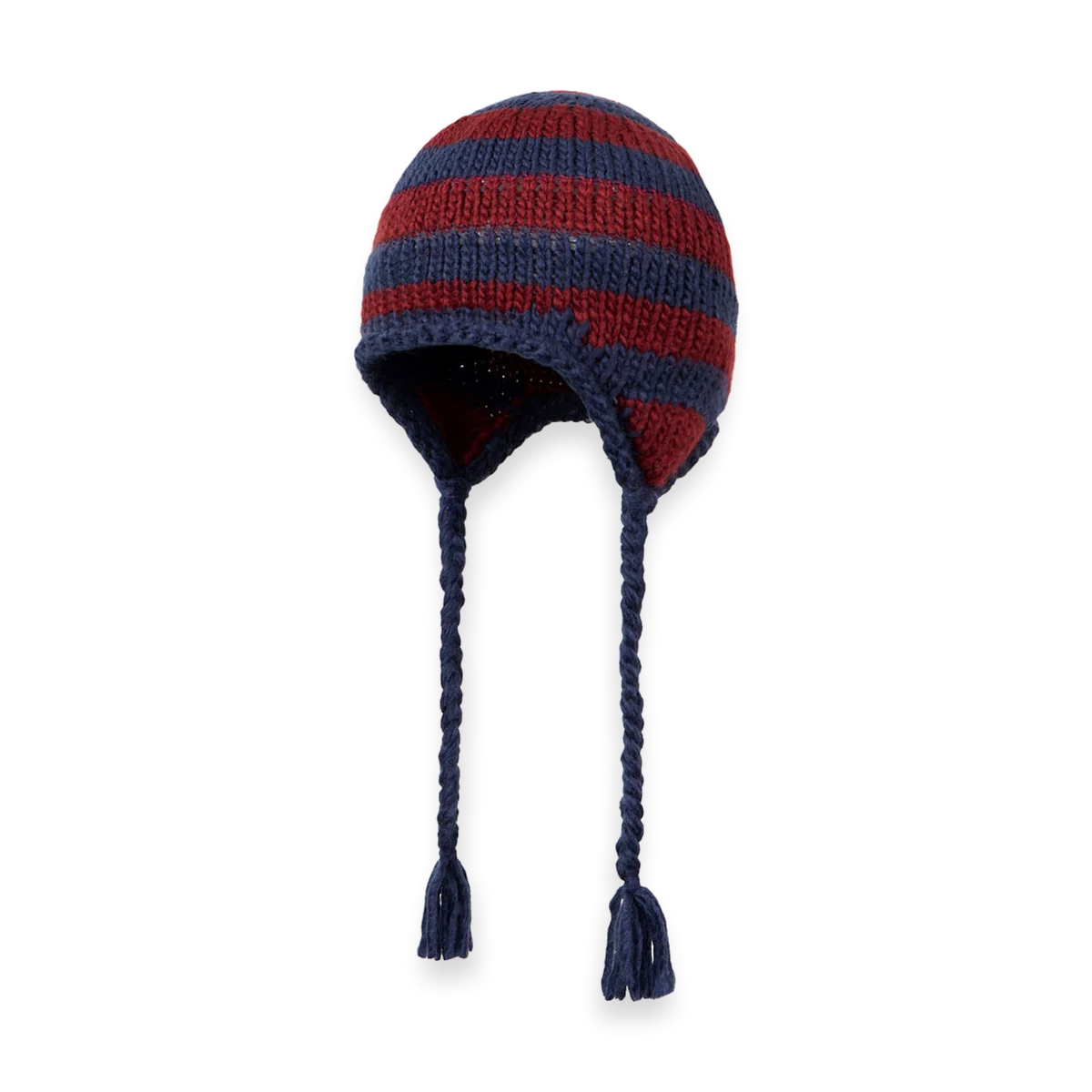 2526 DIMITO CROCHET STRIPE EAR FLAP BEANIE NAVY