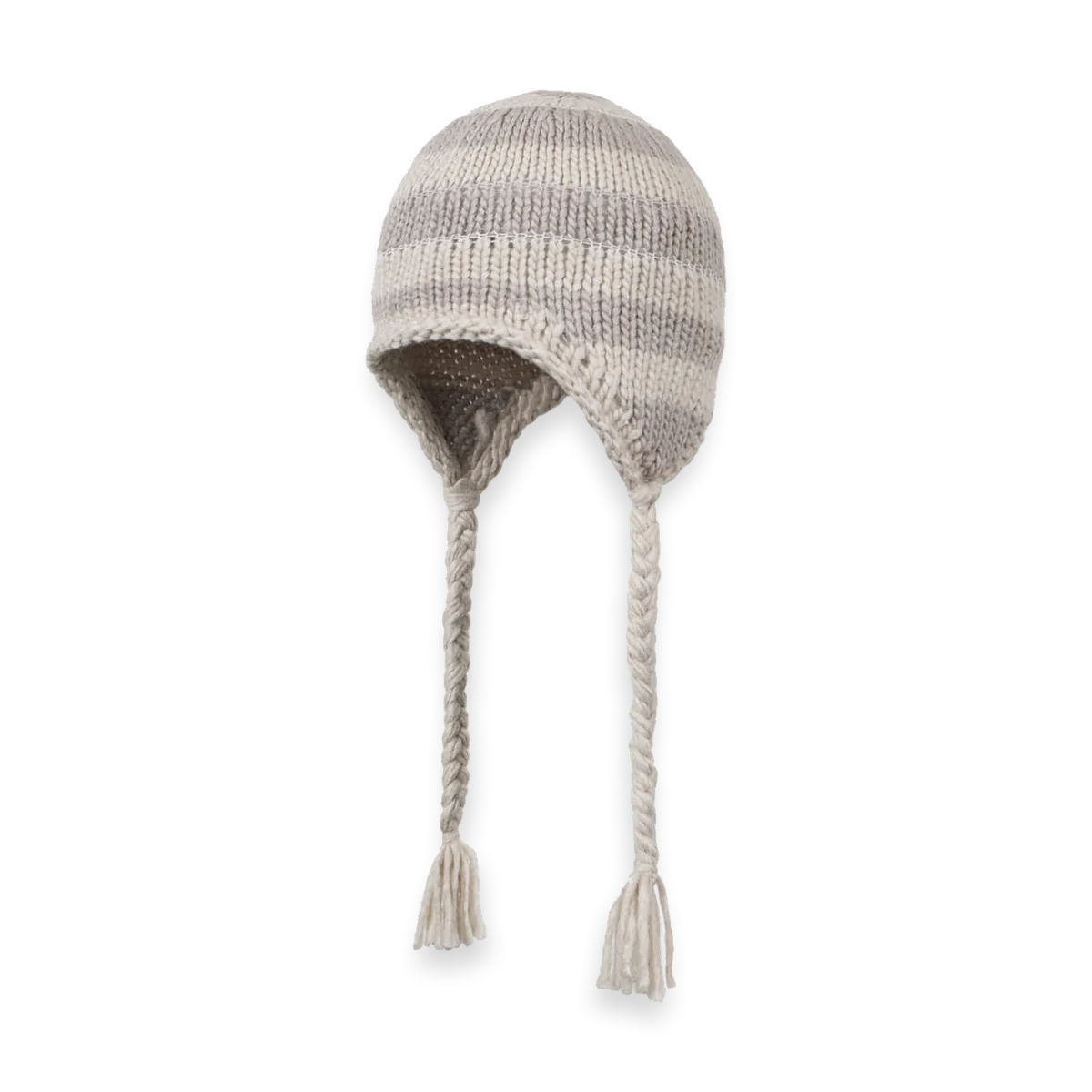 2526 DIMITO CROCHET STRIPE EAR FLAP BEANIE GREY