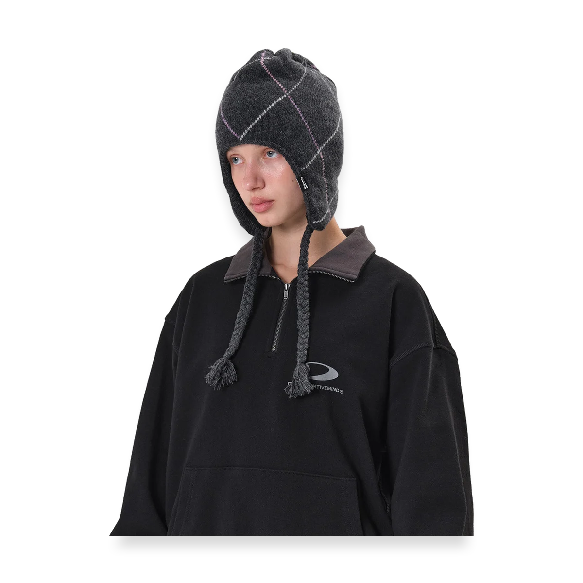2526 DIMITO LINED ARGYLE EAR FLAP BEANIE DEEP GREY