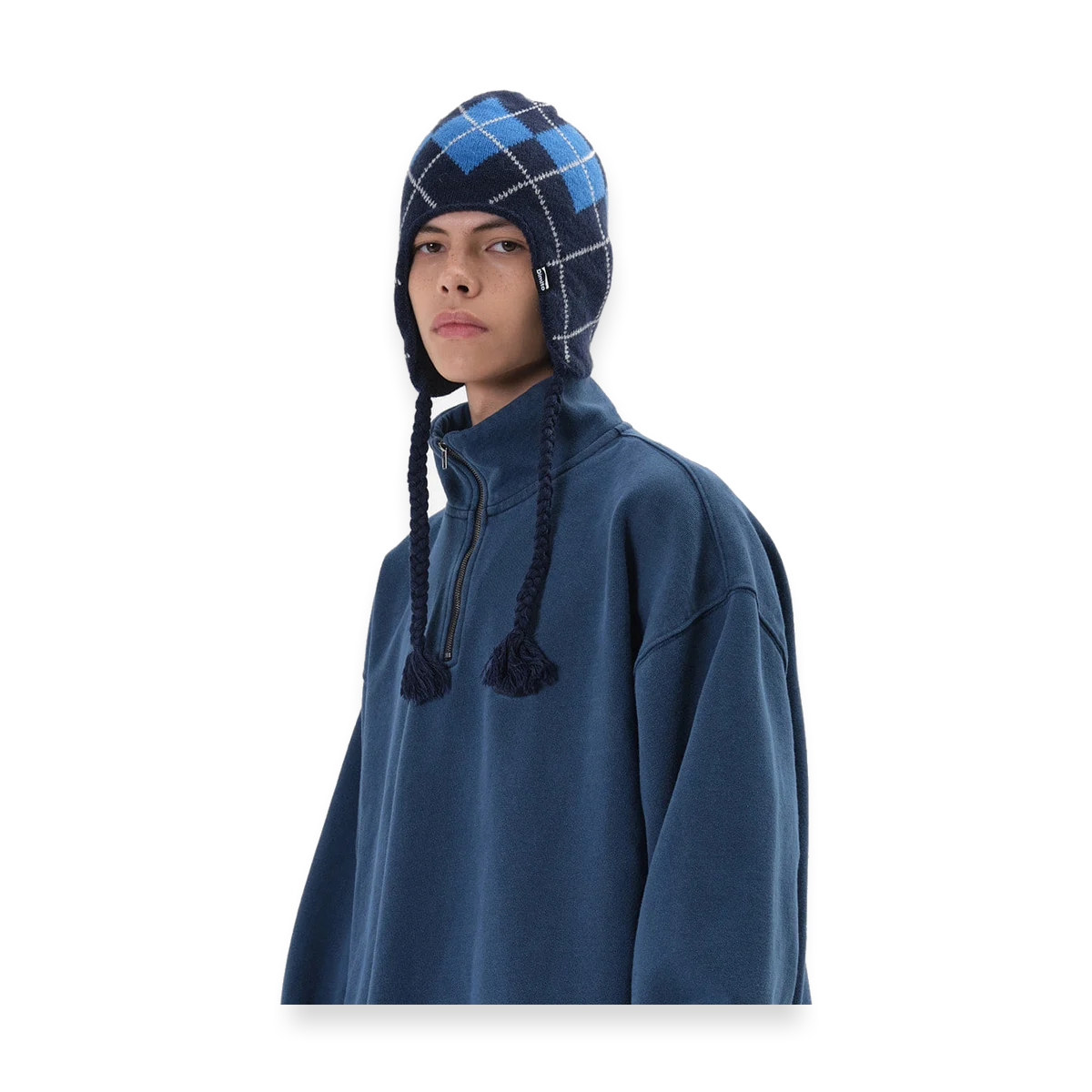 2526 DIMITO BASIC ARGYLE EAR FLAP BEANIE GLACIER