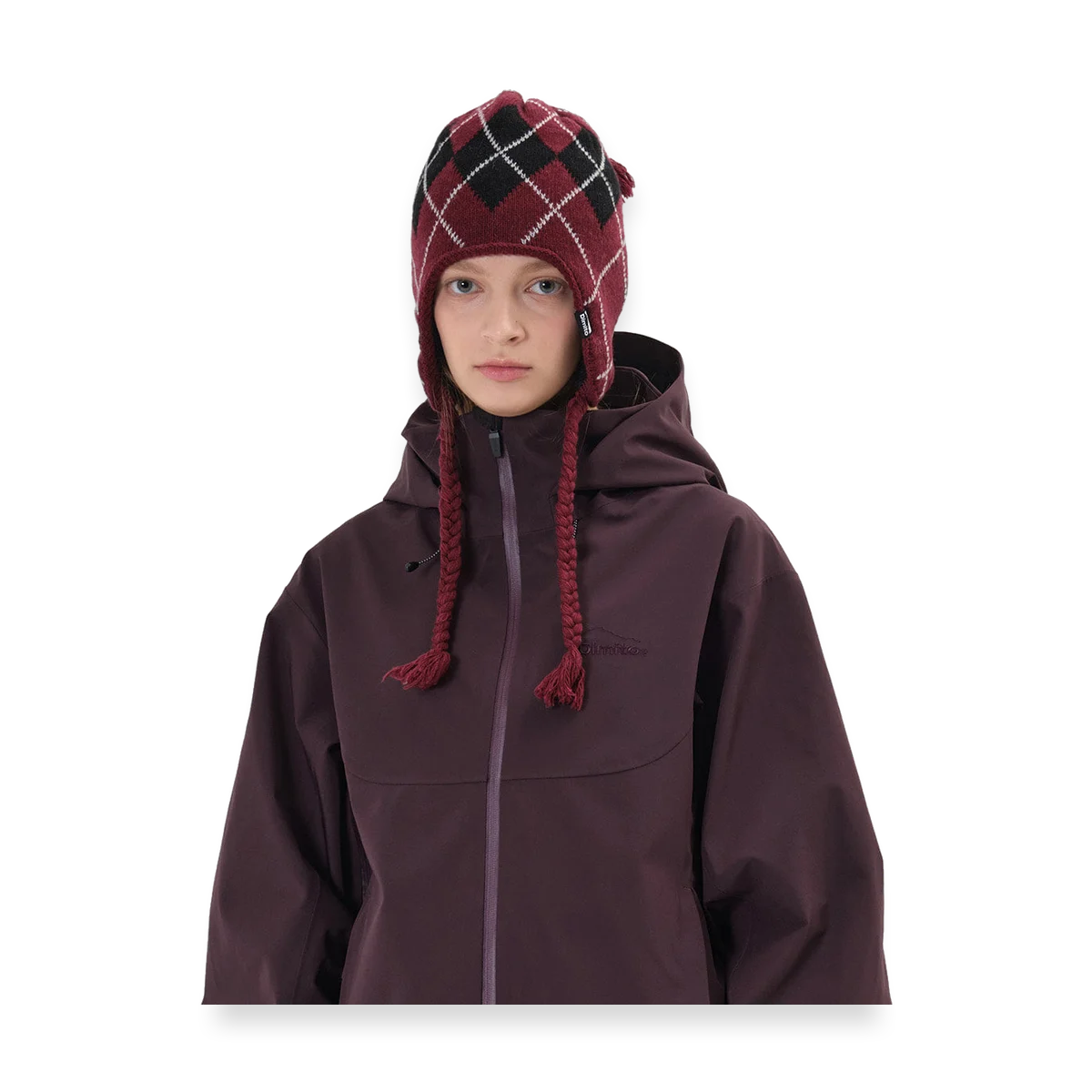 2526 DIMITO BASIC ARGYLE EAR FLAP BEANIE MULLED WINE