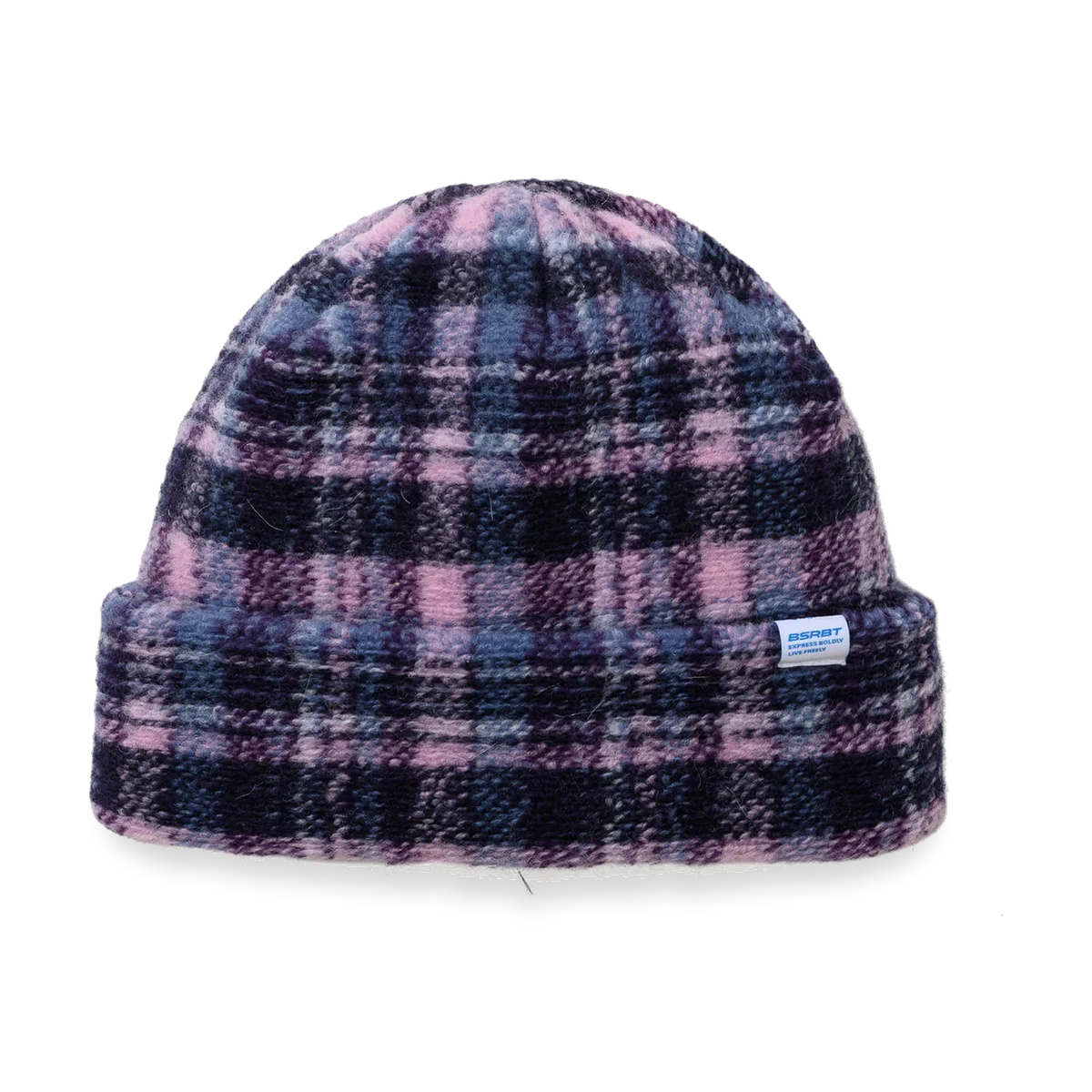 2526 Softly Wool Beanie Purple Check
