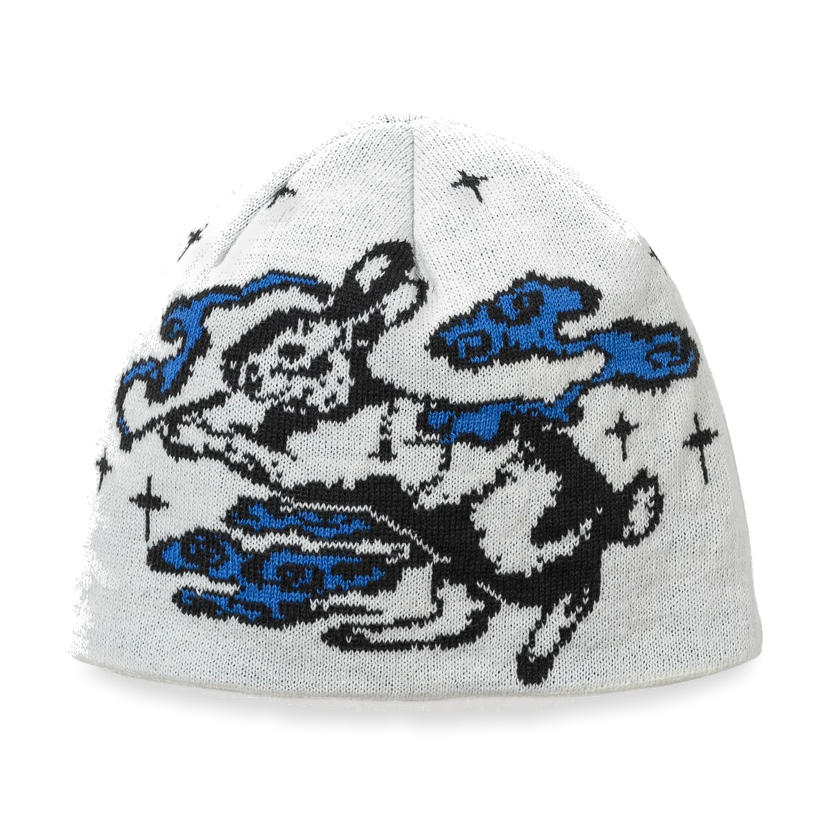 2526 Smoking Rabbit Beanie White