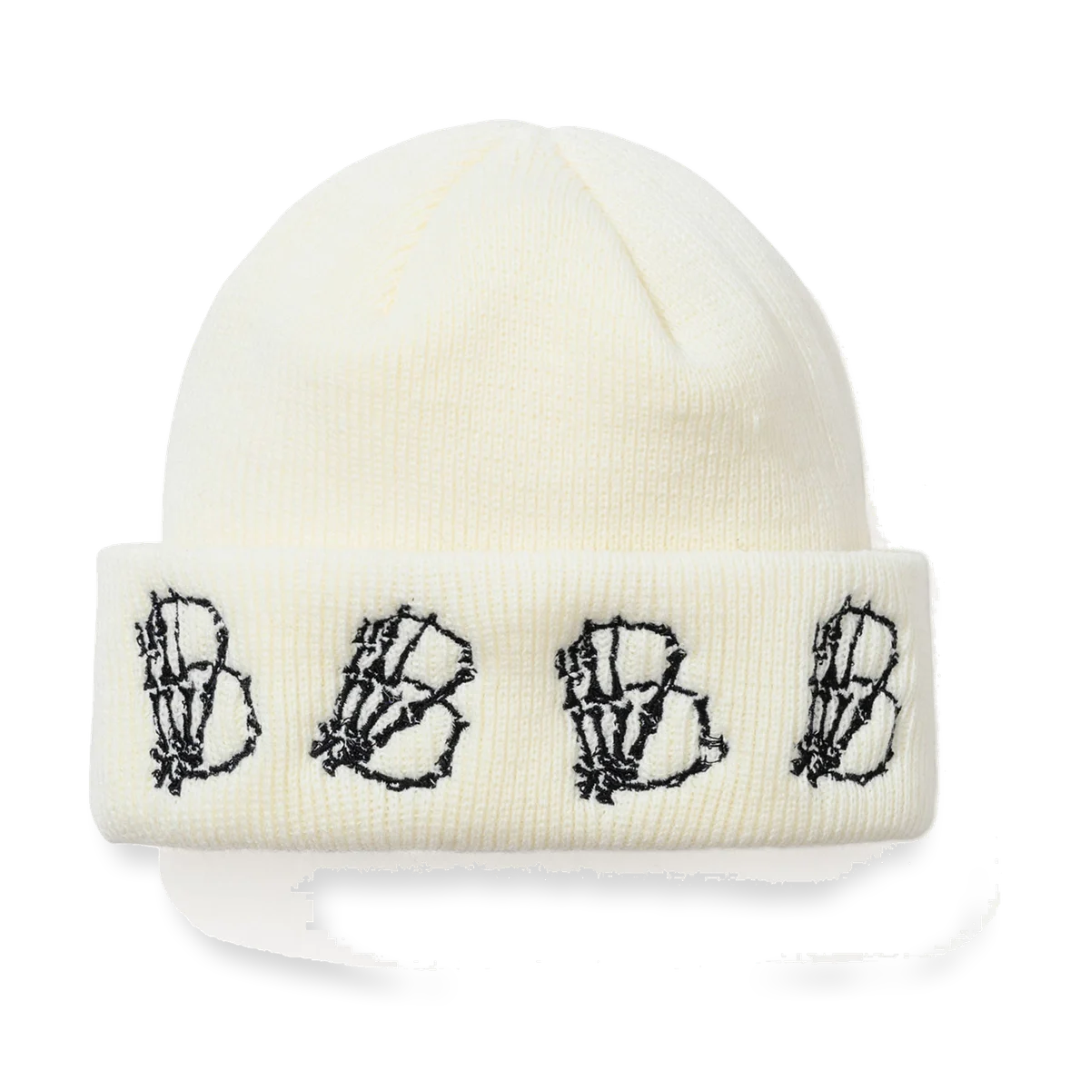 2526 Skeletal Hand B Embr Beanie White