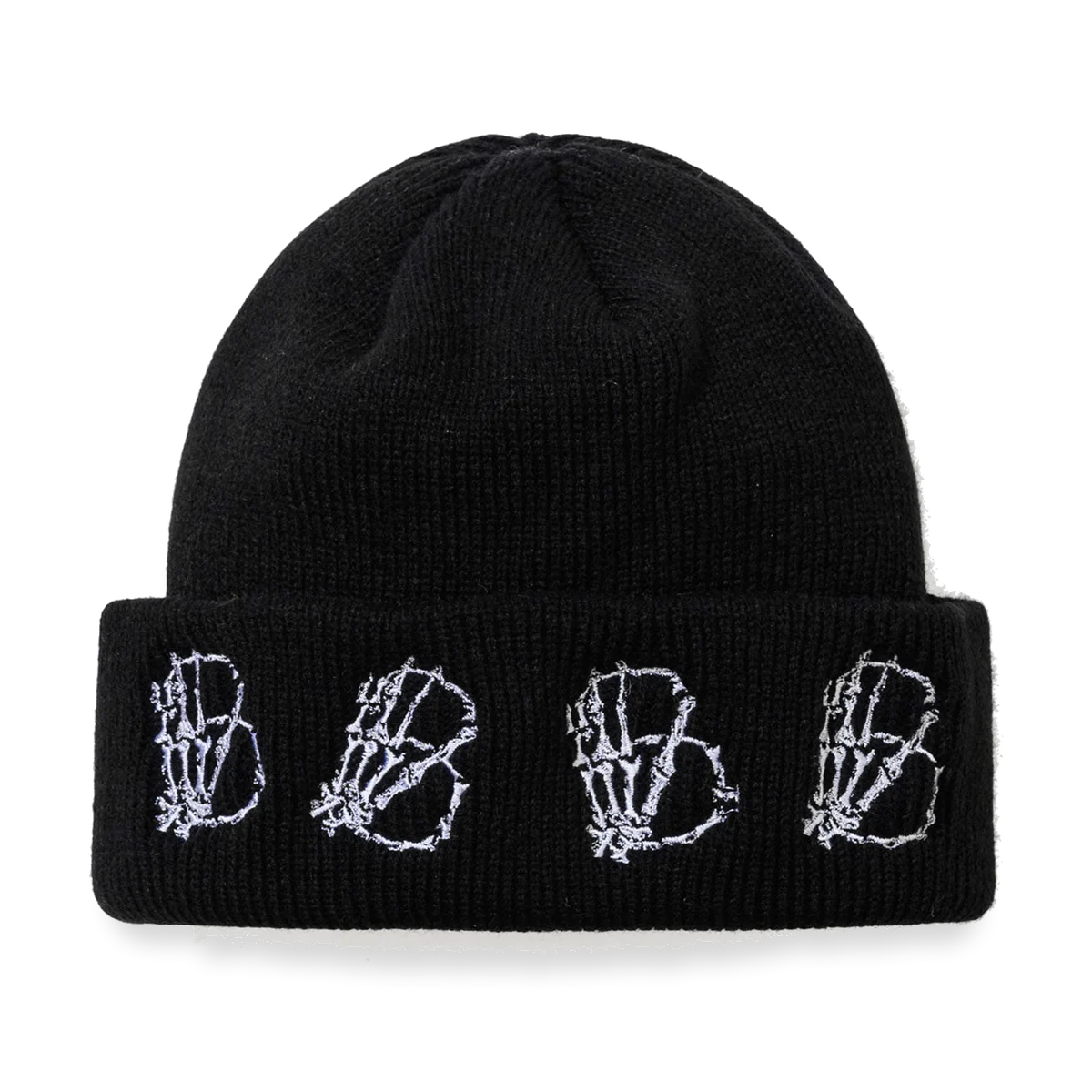 2526 Skeletal Hand B Embr Beanie Black