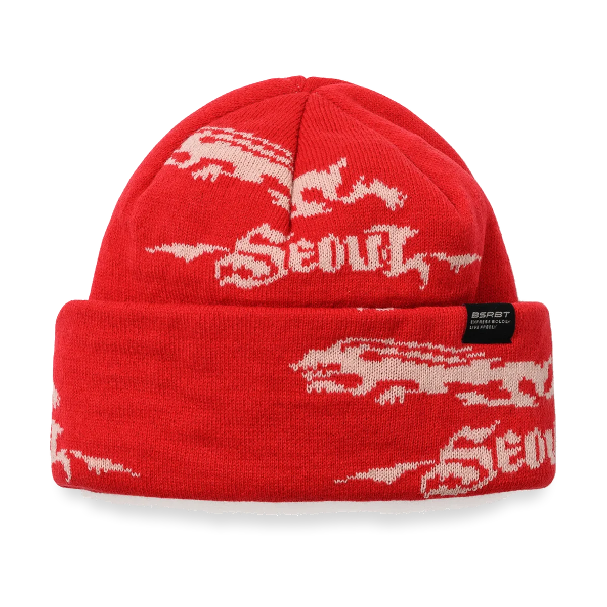 2526 Rabbit Pattern Beanie Red