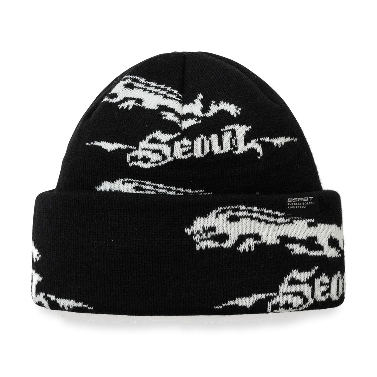 2526 Rabbit Pattern Beanie Black