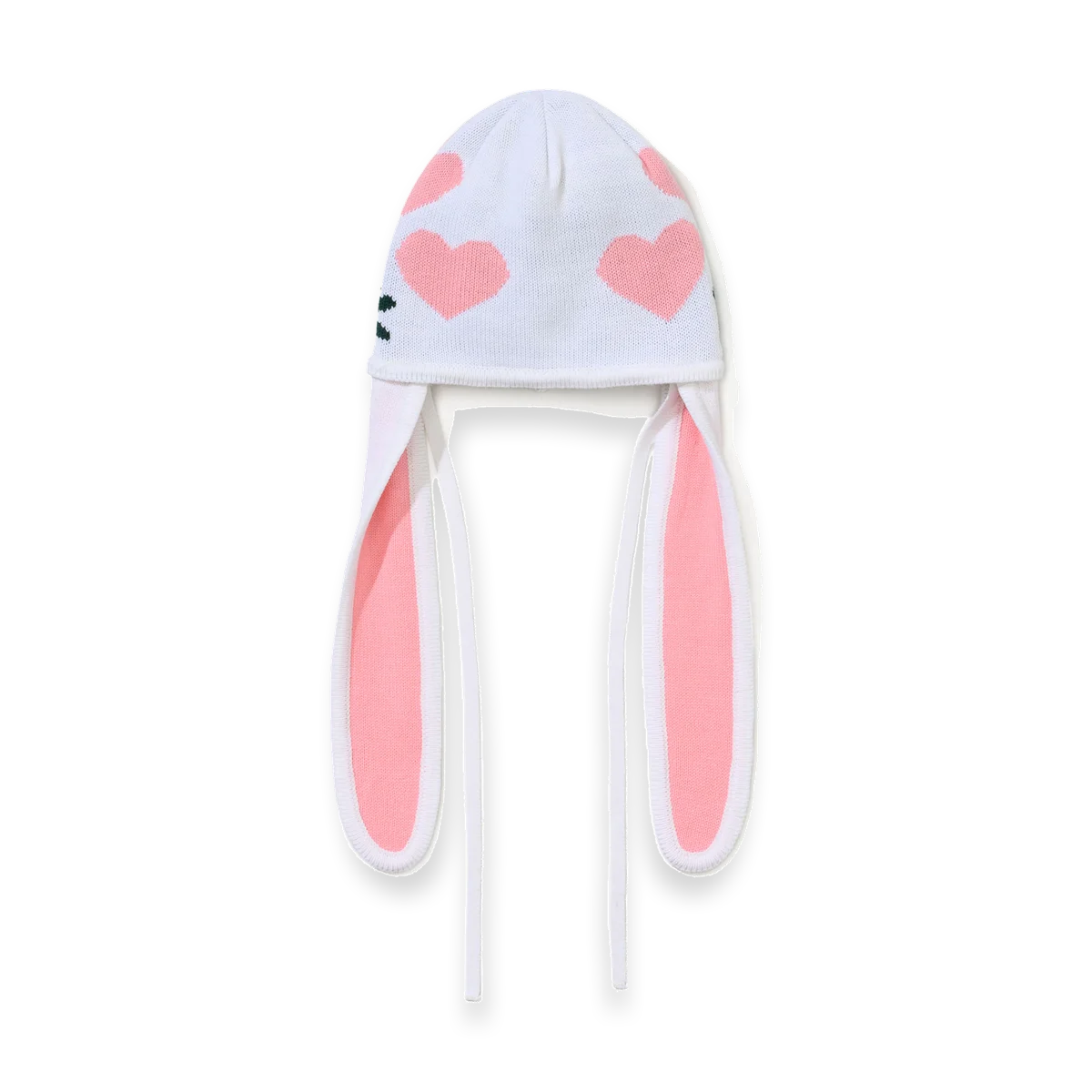 2526 Knit Bunny Earflap Beanie White