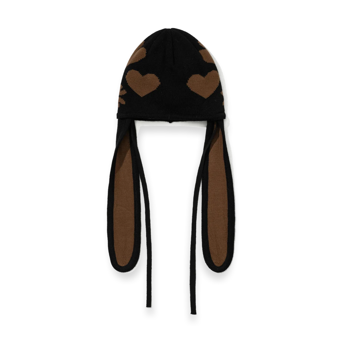 2526 Knit Bunny Earflap Beanie Black
