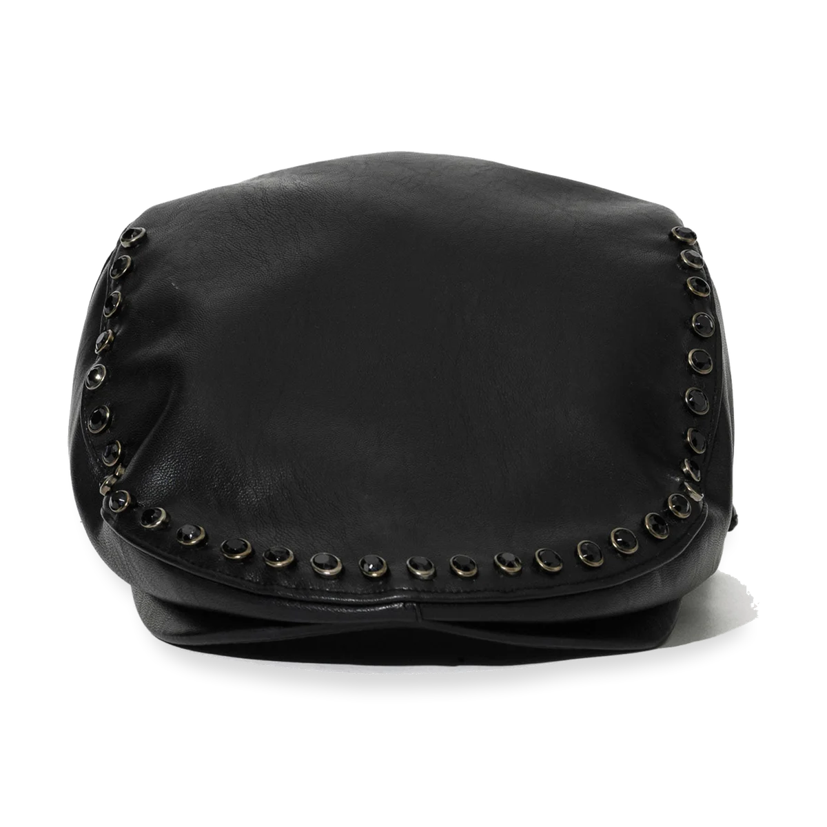 2526 Jeweled Hunting Cap Black Leather