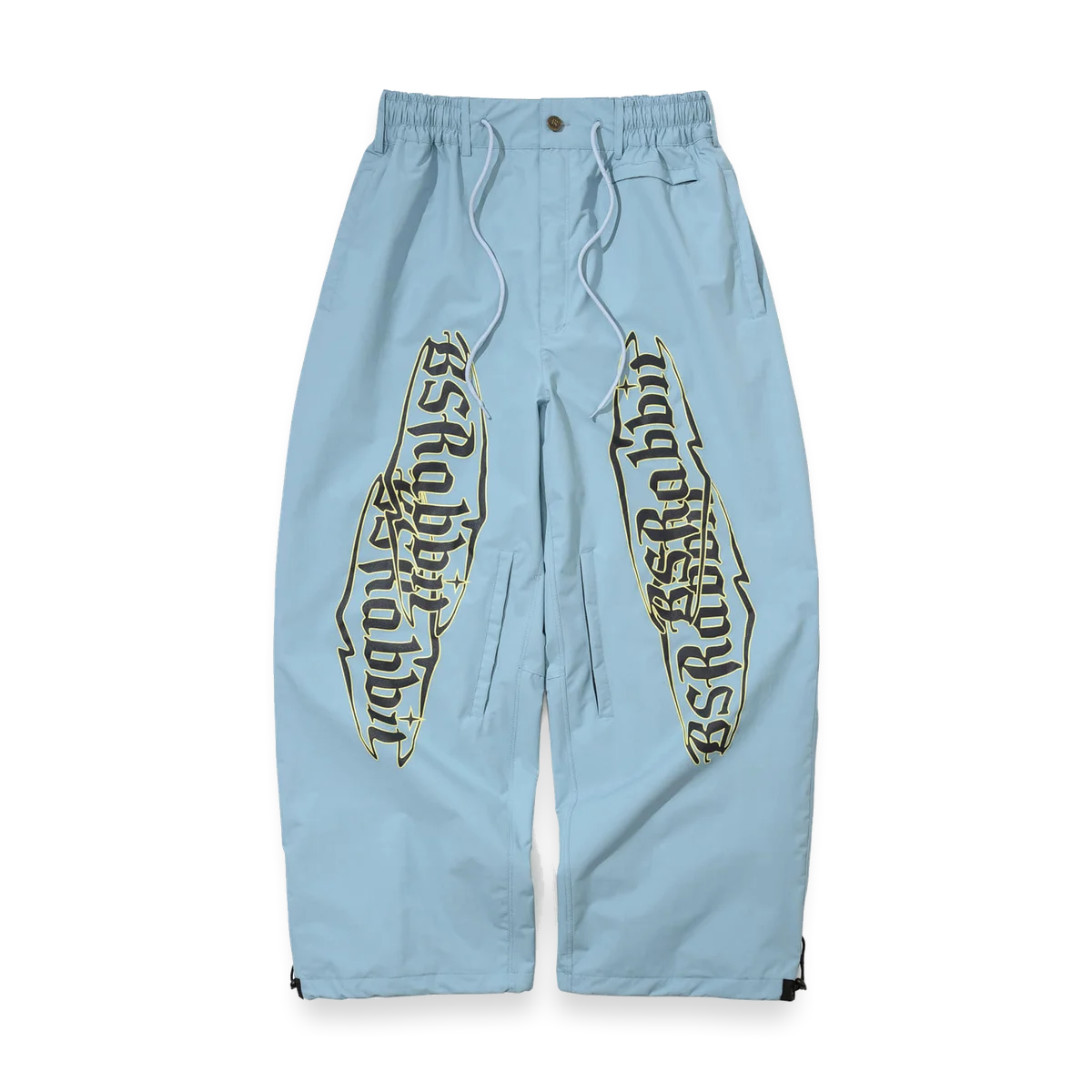 2526 Vertical Print Super Wide Ventilation Pants Ash Blue
