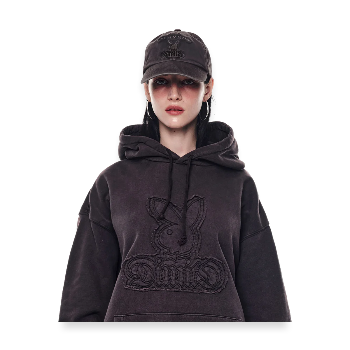 2526 PLAYBOY DIMITO BUNNY 6PANEL CAP WASHED GREY