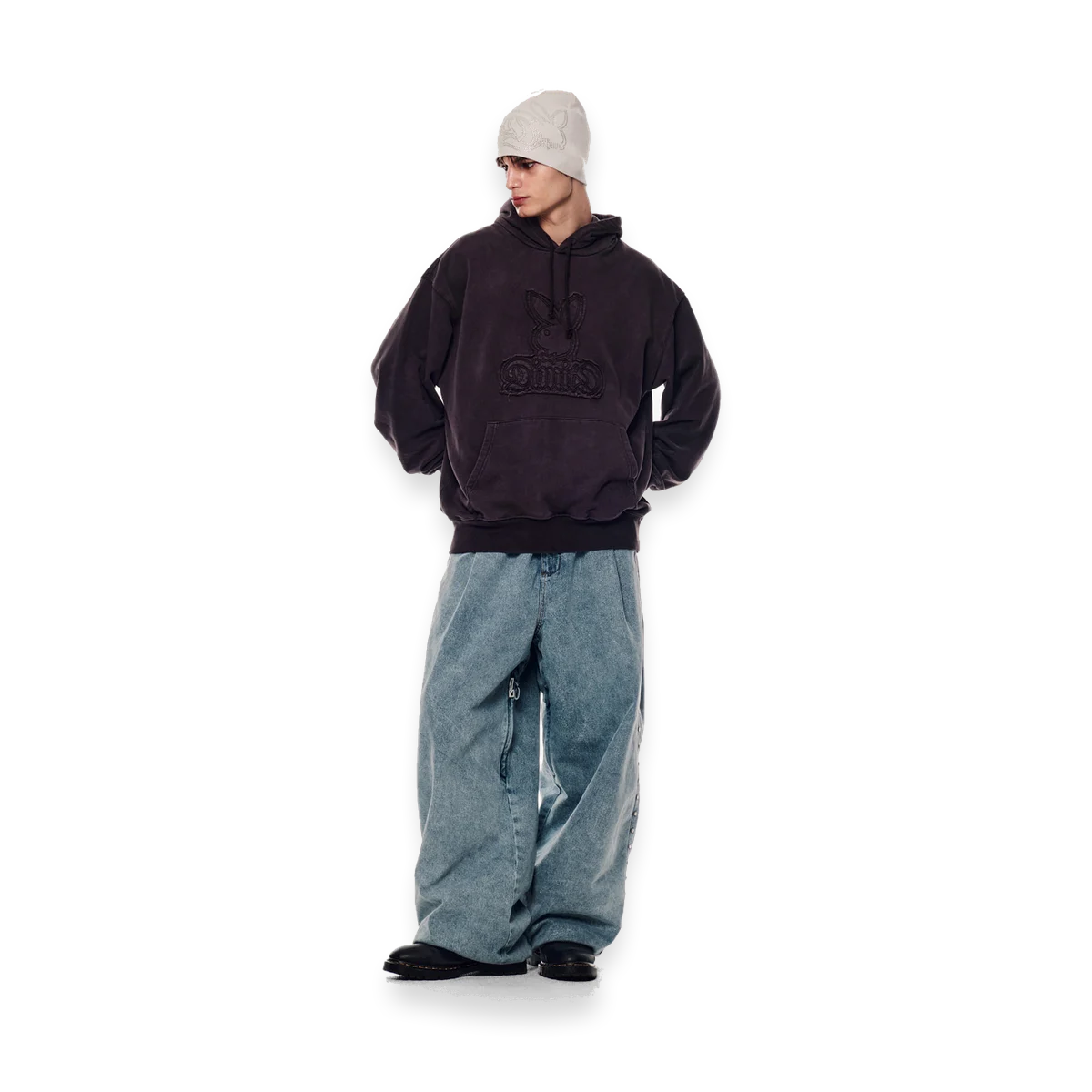 2526 PLAYBOY DIMITO BUNNY HOODIE WASHED WINE