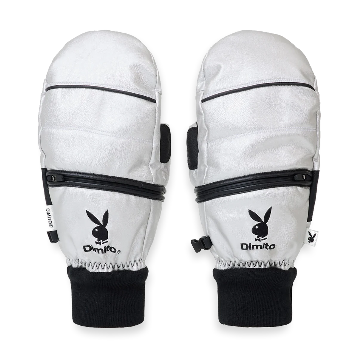 2526 PLAYBOY DIMITO PIPING FAUX LEATHER MITTEN METAL GREY