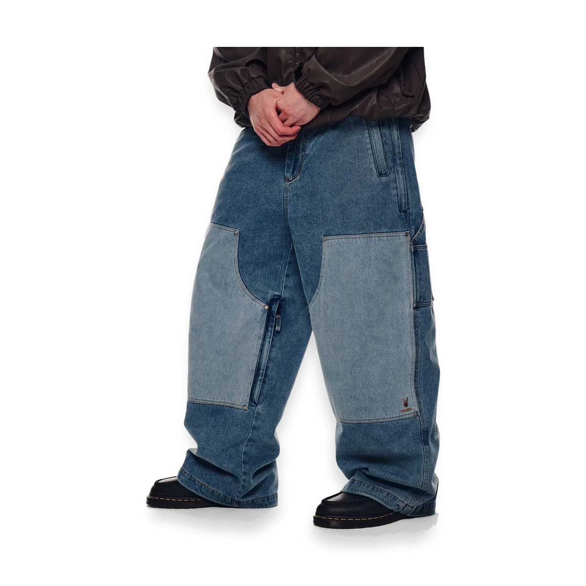 2526 PLAYBOY DIMITO DOUBLE KNEE DENIM PANTS WASHED BLUE