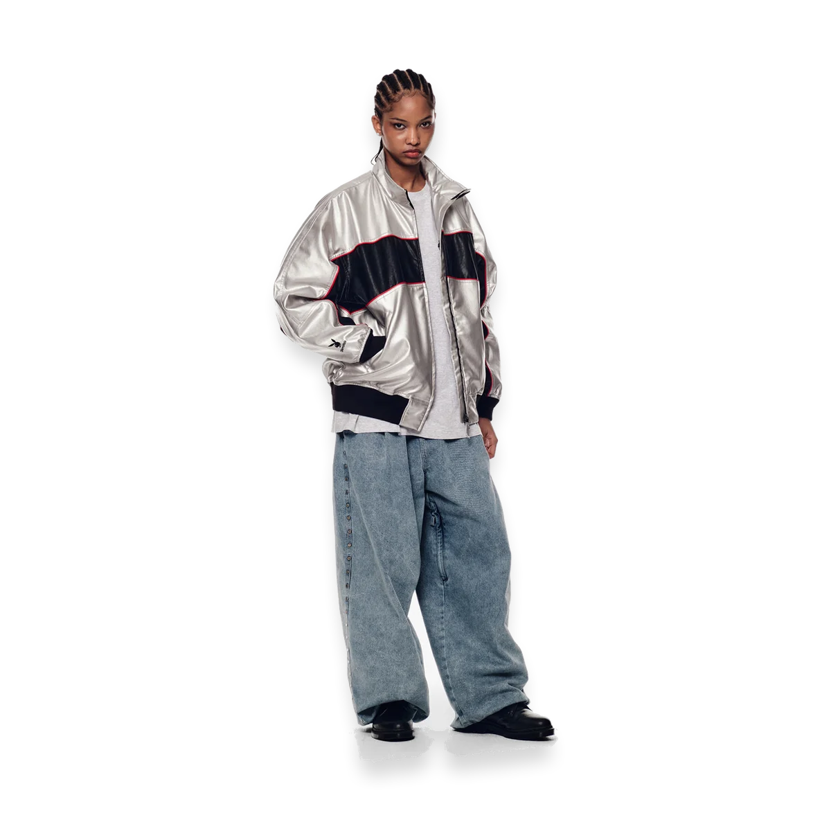 2526 PLAYBOY DIMITO STUD LINE OG DENIM PANTS WASHED LIGHT BLUE