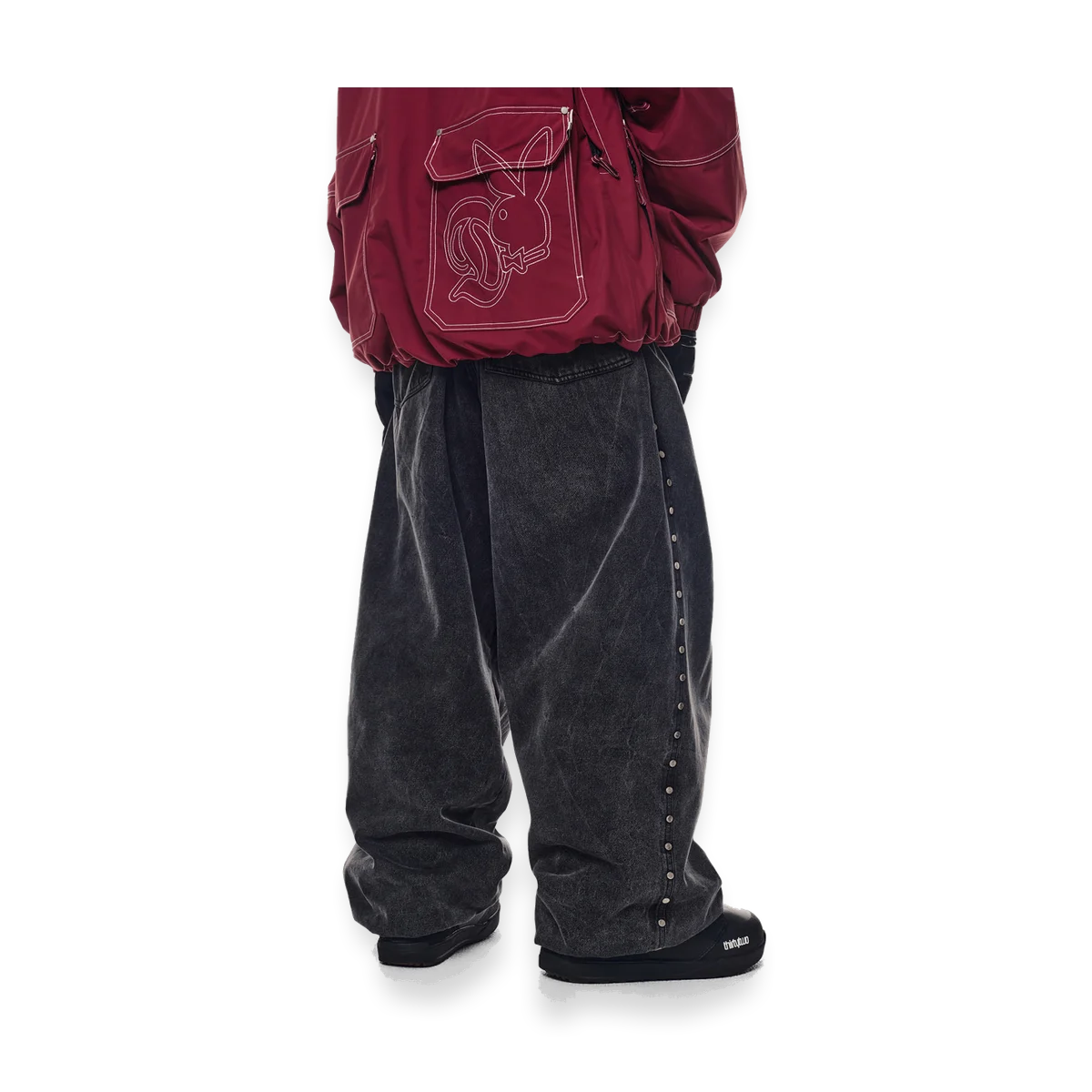 2526 PLAYBOY DIMITO STUD LINE OG DENIM PANTS WASHED GREY