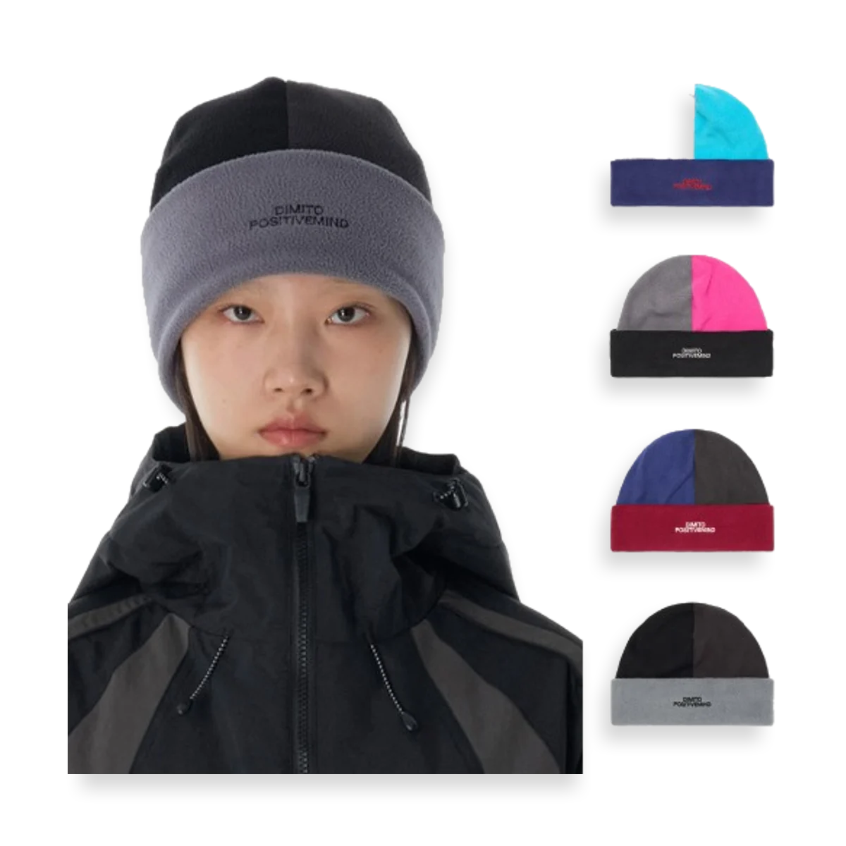 2526 COLOR BLOCK FLEECE BEANIE