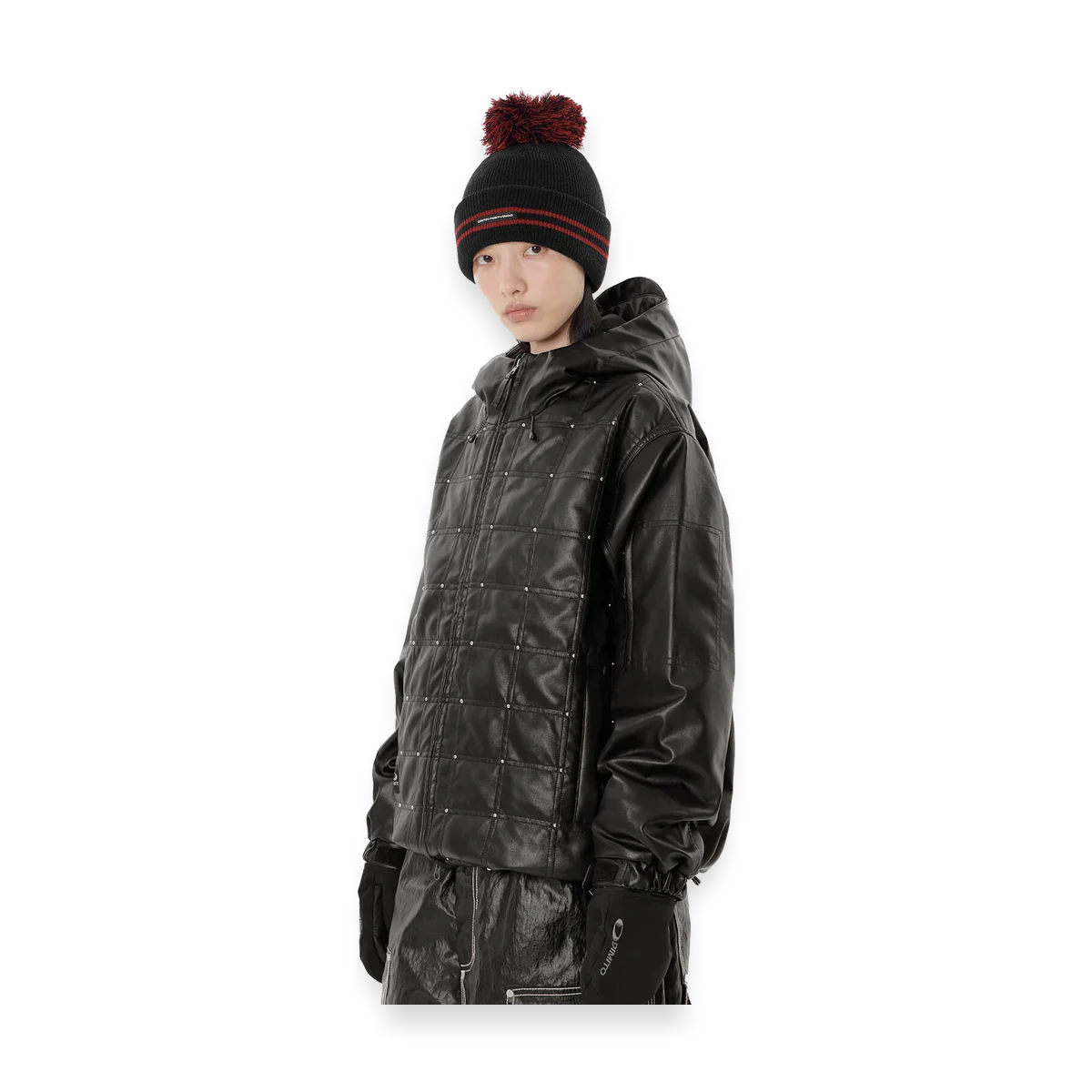 2627 STUD FAUX LEATHER HD JACKET BLACK